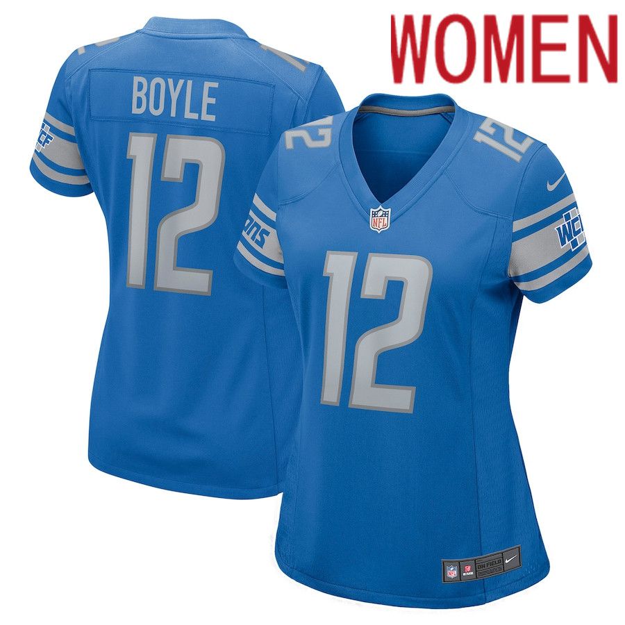 Women Detroit Lions #12 Tim Boyle Nike Blue Game Player NFL Jersey->women nfl jersey->Women Jersey
